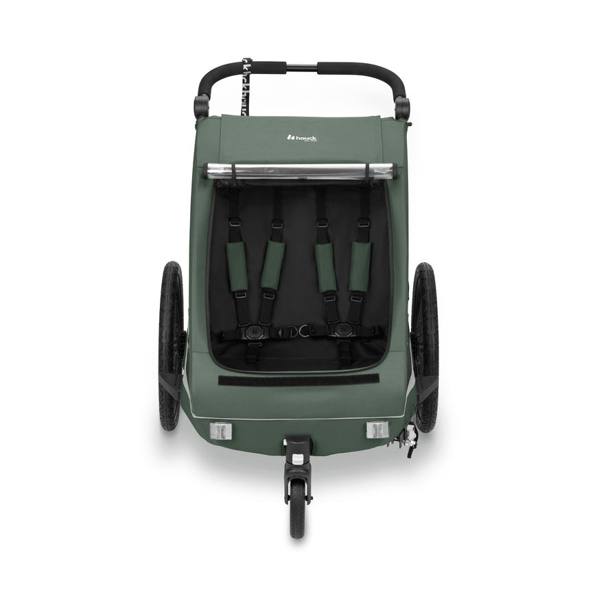 B-Ware Hauck Dryk Duo Plus Dark Green Kinderwagen Fahrradanhänger Anhänger Buggy