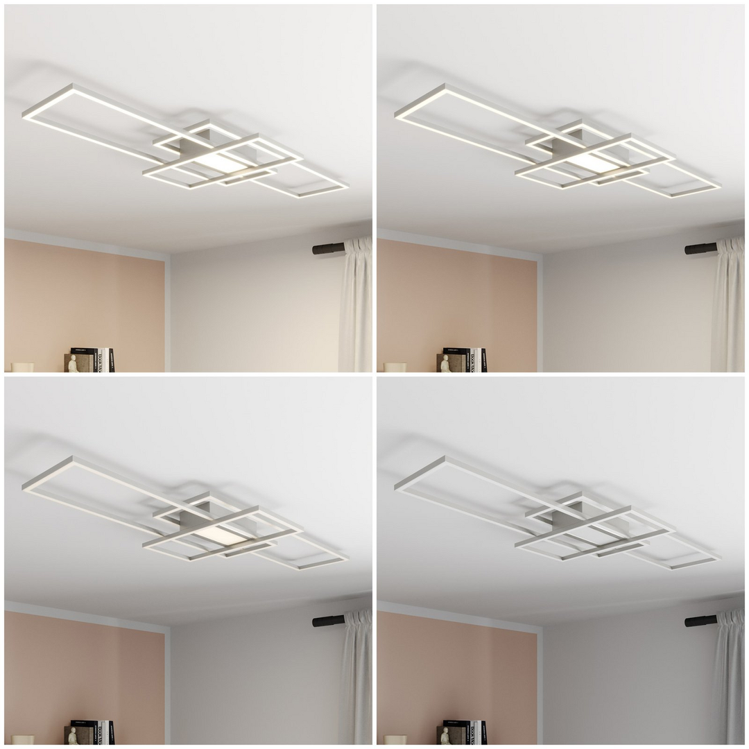 Lindby Mairin LED-Deckenlampe Wohnzimmerleuchte Deckenlampe Lampe LED nickel
