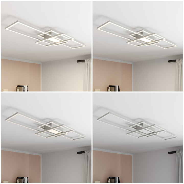 Lindby Mairin LED-Deckenlampe Wohnzimmerleuchte Deckenlampe Lampe LED nickel