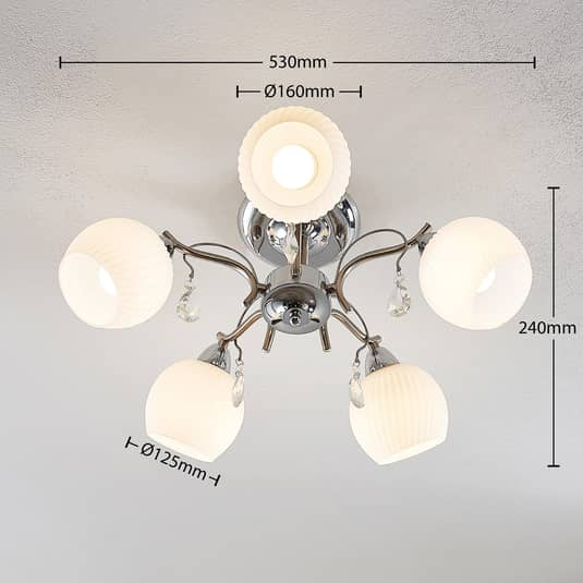 Lindby Feodora Deckenlampe Deckenleuchte Lampe Leuchte Kronleuchter Weiß Chrom B-Ware - 4251096571967