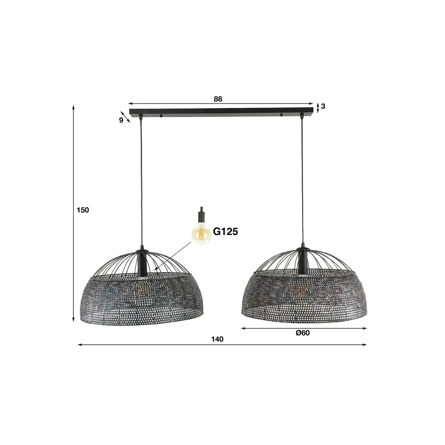 B-Ware Setengah Hängeleuchte Hängelampe Leuchte Lampe Pendelleuchte Pendellampe Li103 - 8713244810756