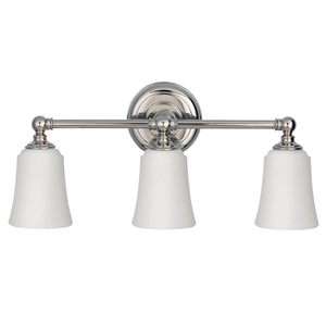 B-Ware Feiss Badezimmer Wandleuchte Badlampe Huguenot Lake Chrom Weiß 3 Flammig G9 243