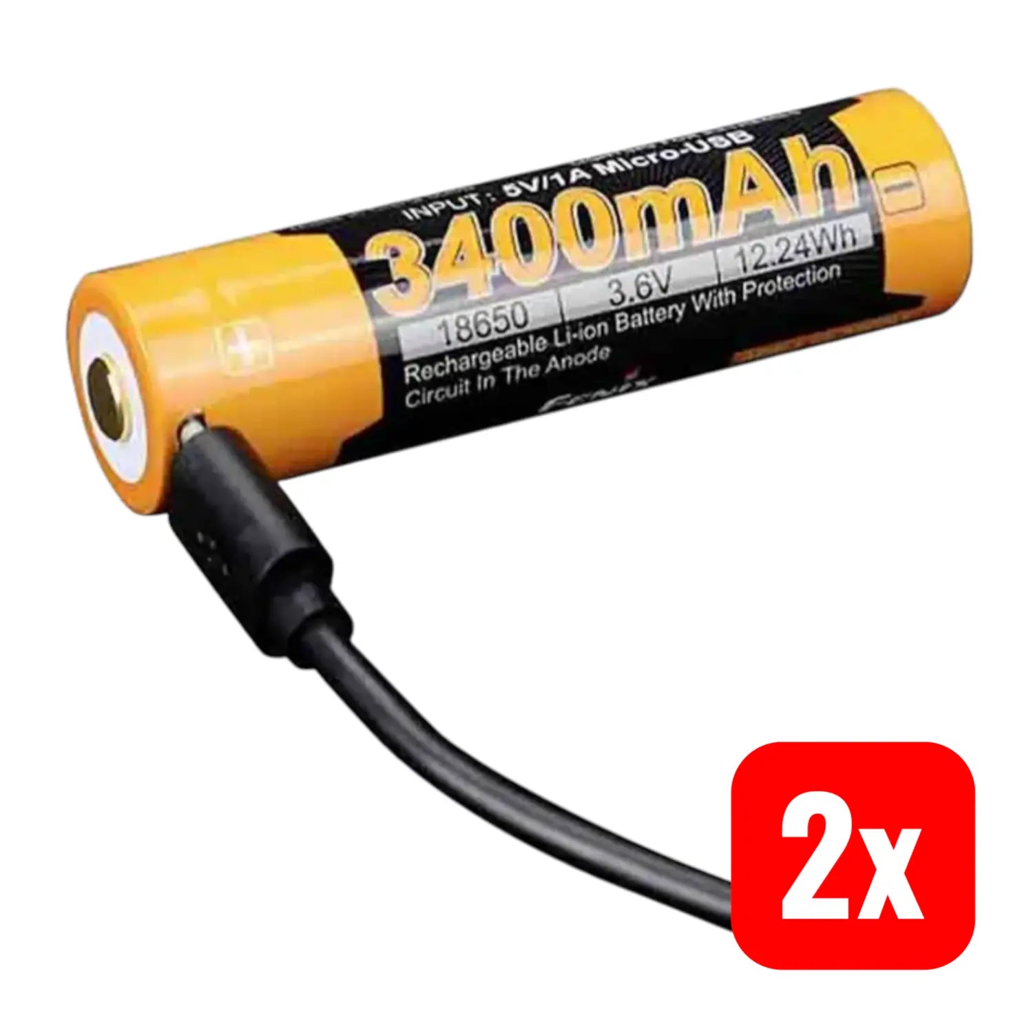 B-Ware Fenix Ersatzakku Batterie Li Ion 3400m Ah Micro Usb Wiederaufladbar 2 Stück - 6942870308265