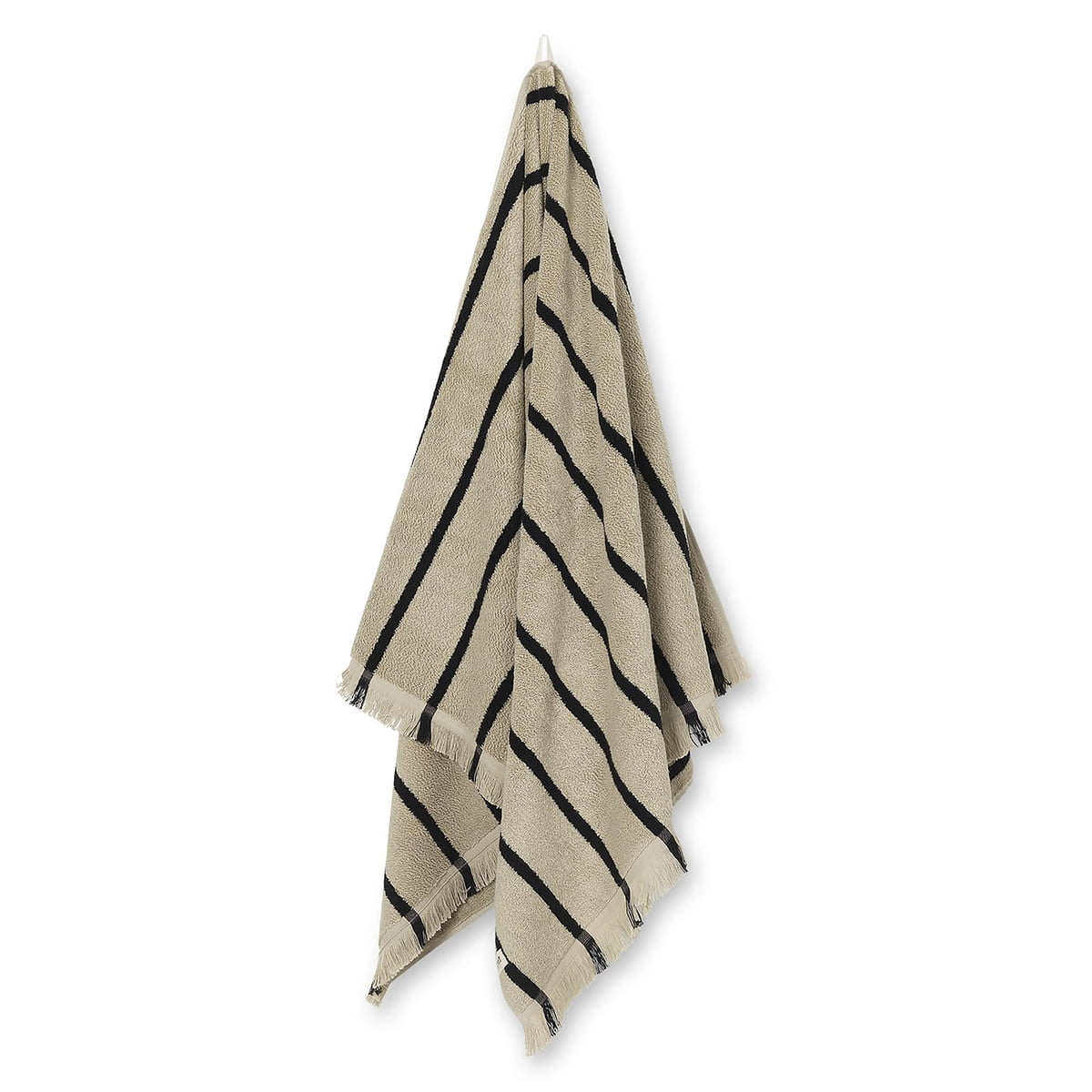 Ferm Living Badetuch Tuch Baumwolle Sand Schwarz 70 X 140 Cm Badezimmerzubehör B-Ware - 5704723285496