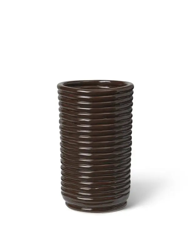 B-Ware Ferm Living Vase Gefäß Keramik Kord Vase Corduroy Carob Brown - 5704723330592