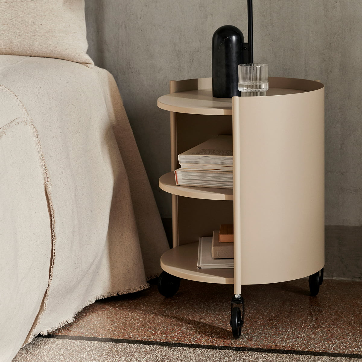 Ferm Living Rollwagen Aufbewahrung Nachttisch Schwarz Möbel Rollcointainer B-Ware - 5704723294115