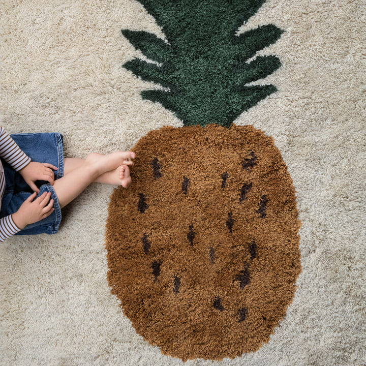 B-Ware Ferm Living Fruiticana Teppich Ananas Flauschig Hochflor Kinderzimmer 120x180cm - 5704723020868