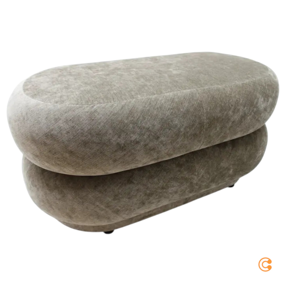 Ferm Living Ovaler Puff Faded Sitzsack Sitzpouf Polster Pouf Velvet Beige - 5704723031116