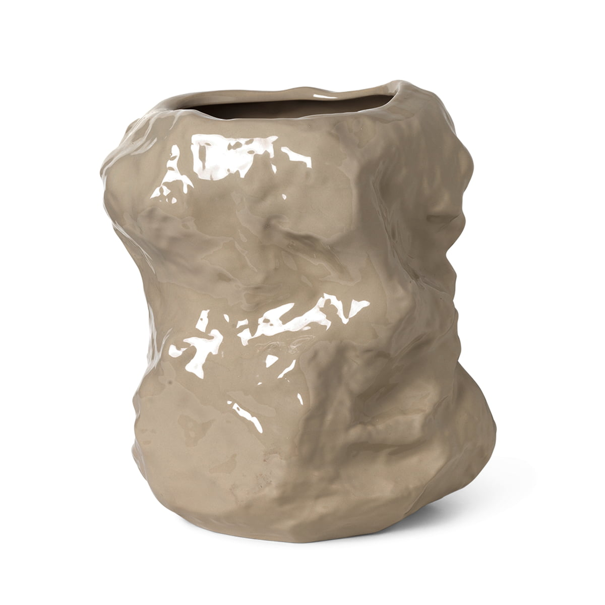 B-Ware Ferm Living Vase Tuck Bodenvase Keramik Deko Beige ø 34 Cm Höhe 40 Cm