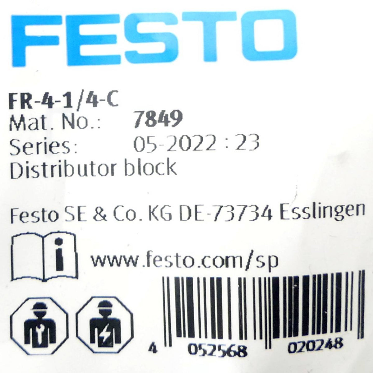 FESTO Verteilerblock Anschlussblock FR414C Hauptverteiler Verteilereinheit 7849 - 4052568020248