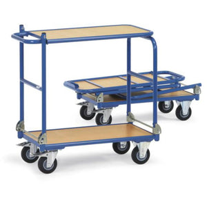 B-Ware Fetra Tischwagen Plattformwagen Brilliantblau Stahl Klappbar 2 Etagen 900x600mm