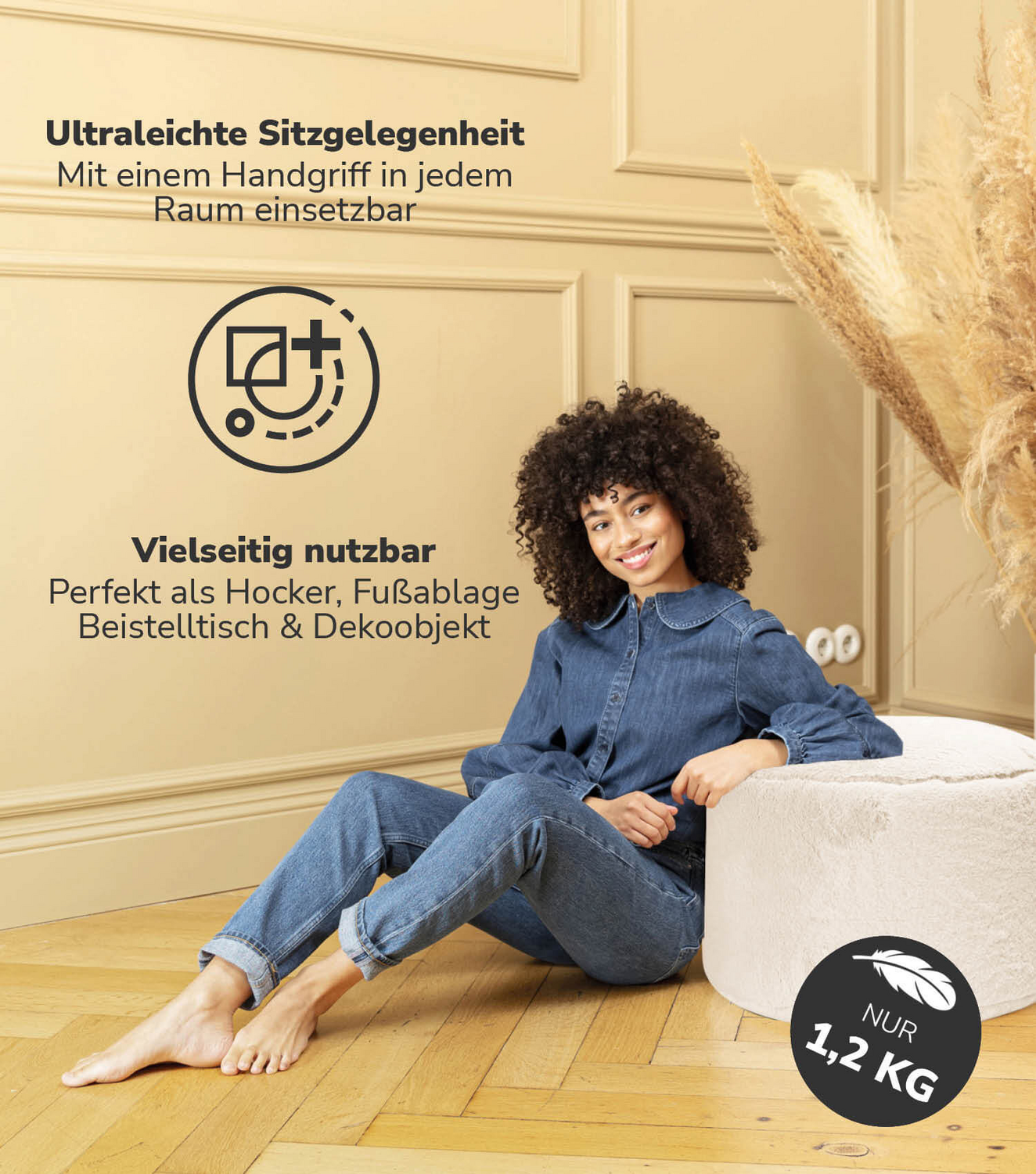 B-Ware Mokebo Pouf Aus Kunstfell 'Der Flauschige', Flauschiger Fußhocker Oder Sitzpouf  - 4262436123302