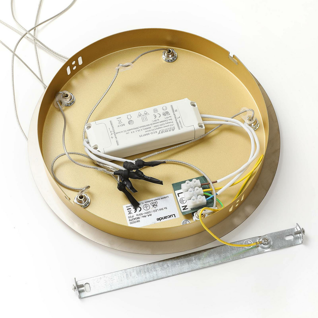 Lucande LED-Pendelleuchte Hayley Hängelampe Deckenlampe Lampe 5-flmg Glas gold
