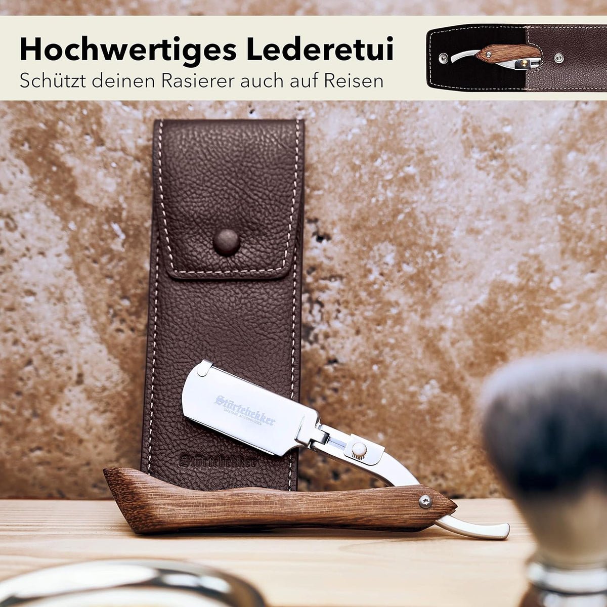 Störtebekker Rasiermesser Rasierer Bartrasierer inkl 10 Klingen Echtleder E828 - 4260554490085
