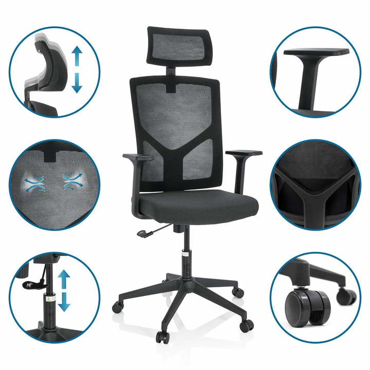hjh OFFICE Bürostuhl Drehstuhl BRETON B schwarz Schreibtisch Netzstoff Computer
