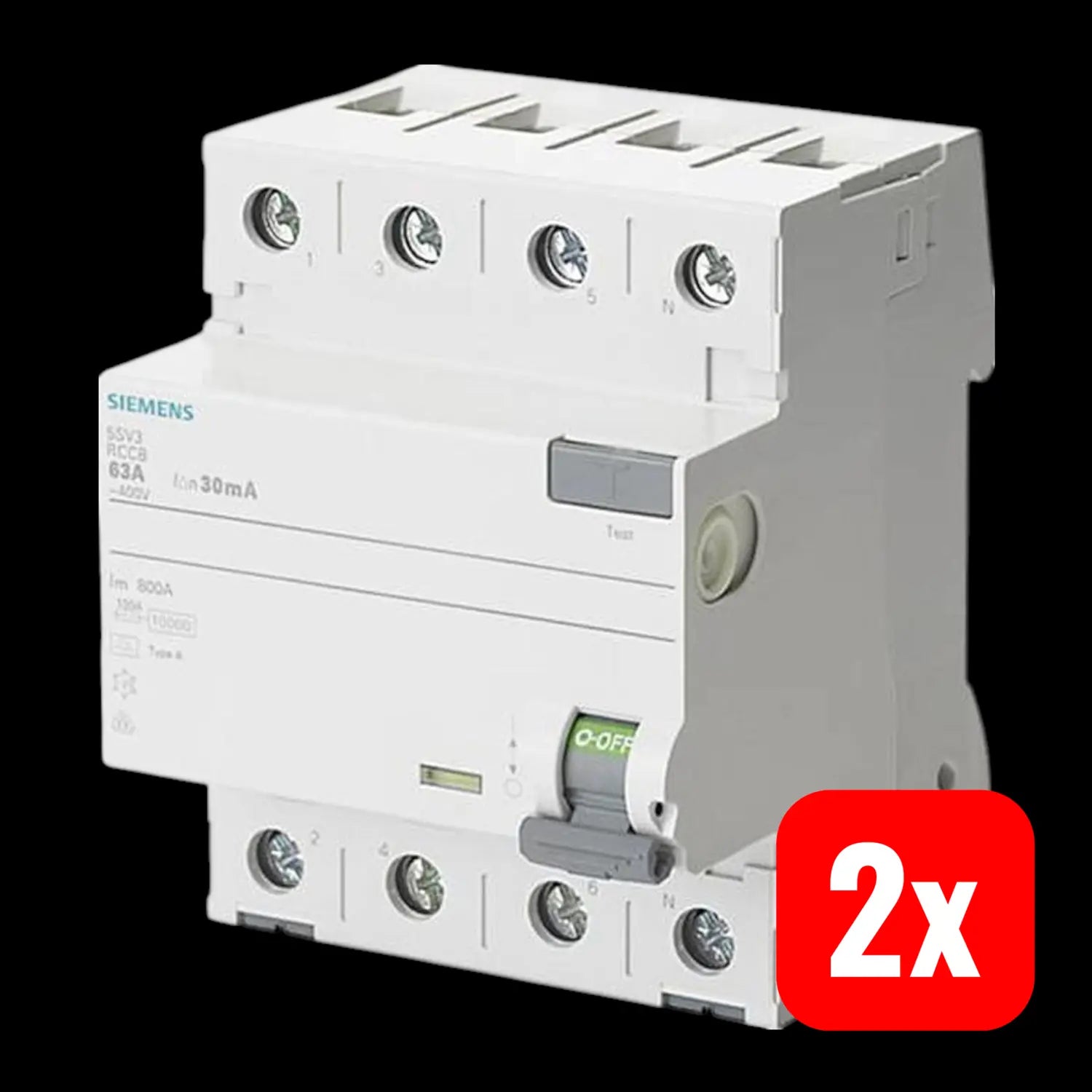 B-Ware Siemens Fi Schutzschalter Schalter 4polig 40 A 0.03 A 400 V 5 Sv3344 6 Grau 2 Stück - 4001869427775