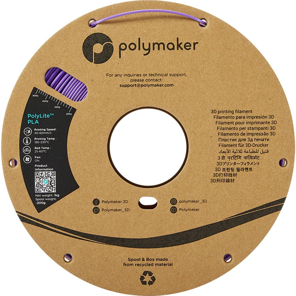 B-Ware Polymaker Pa02024 Poly Lite Pla Lila Filament Druckerfilament Druckermaterial - 6938936711100