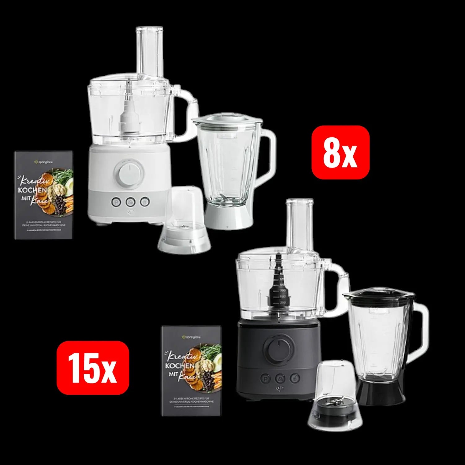 Restposten 23 Artikel Springlane Küchenmaschine Kaia Food Processor Mixer 1000 W - nicht zutreffend