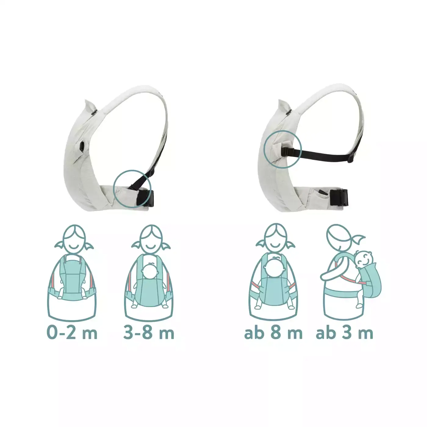 B-Ware Fillikid Bauchtrage Natural Grau Melange Babytrage Kindertrage Tragegurt Gurt - 2000580949704