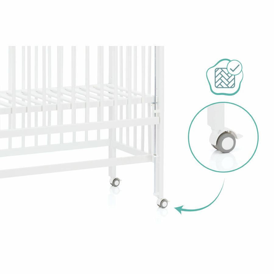 B-Ware Fillikid Nino Beistellbett Babybett Gitterbett Babygitterbett Bett Weiß 90x45 Cm - 9120123441847