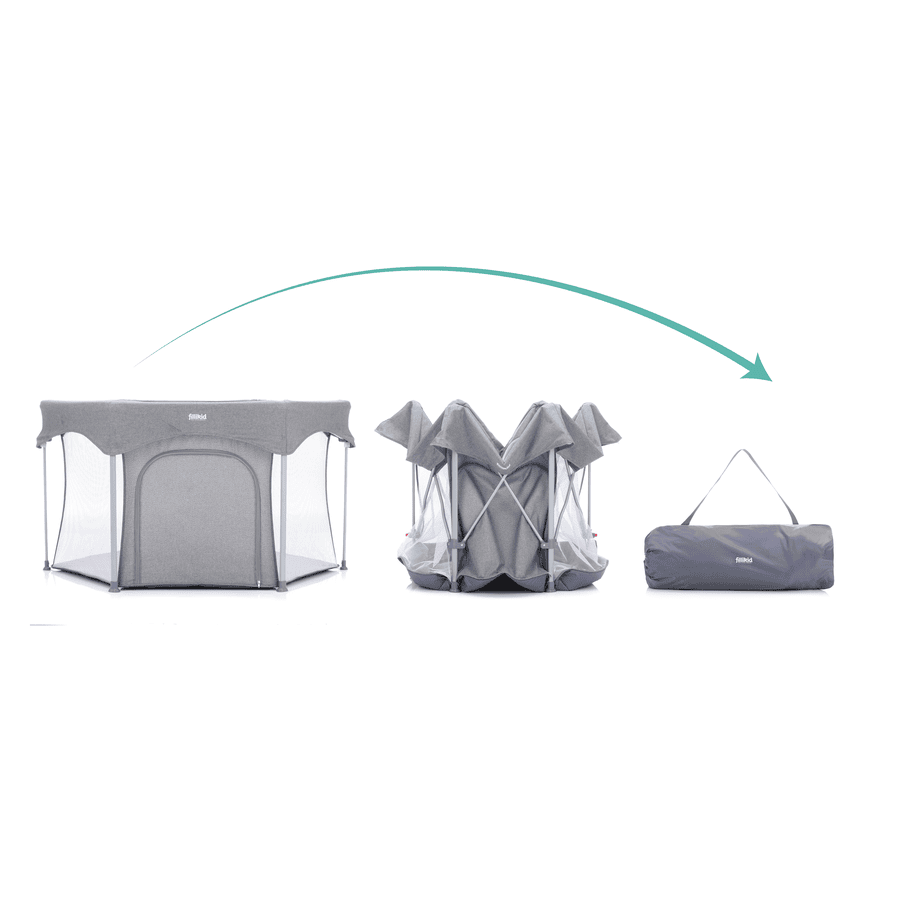 B-Ware Fillikid Athen Laufgitter Krabbelgitter Laufstall Schutzgitter Tragetasche Grau - 9120123443995