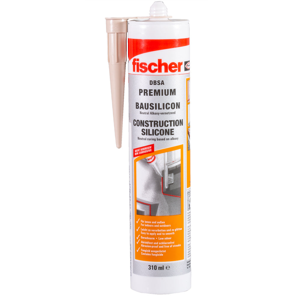 fischer Dichtstoff Silikon Bausilicon Construction Pro SI beige 310 ml 12 STÜCK - 4006209530955