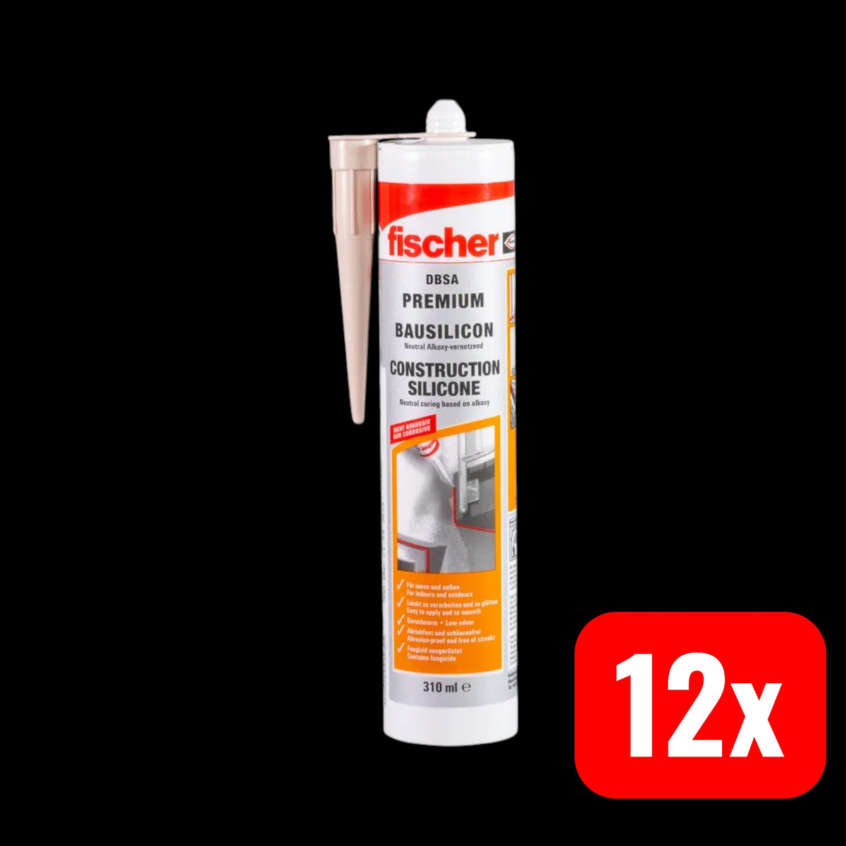 fischer Dichtstoff Silikon Bausilicon Construction Pro SI beige 310 ml 12 STÜCK - 4006209530955