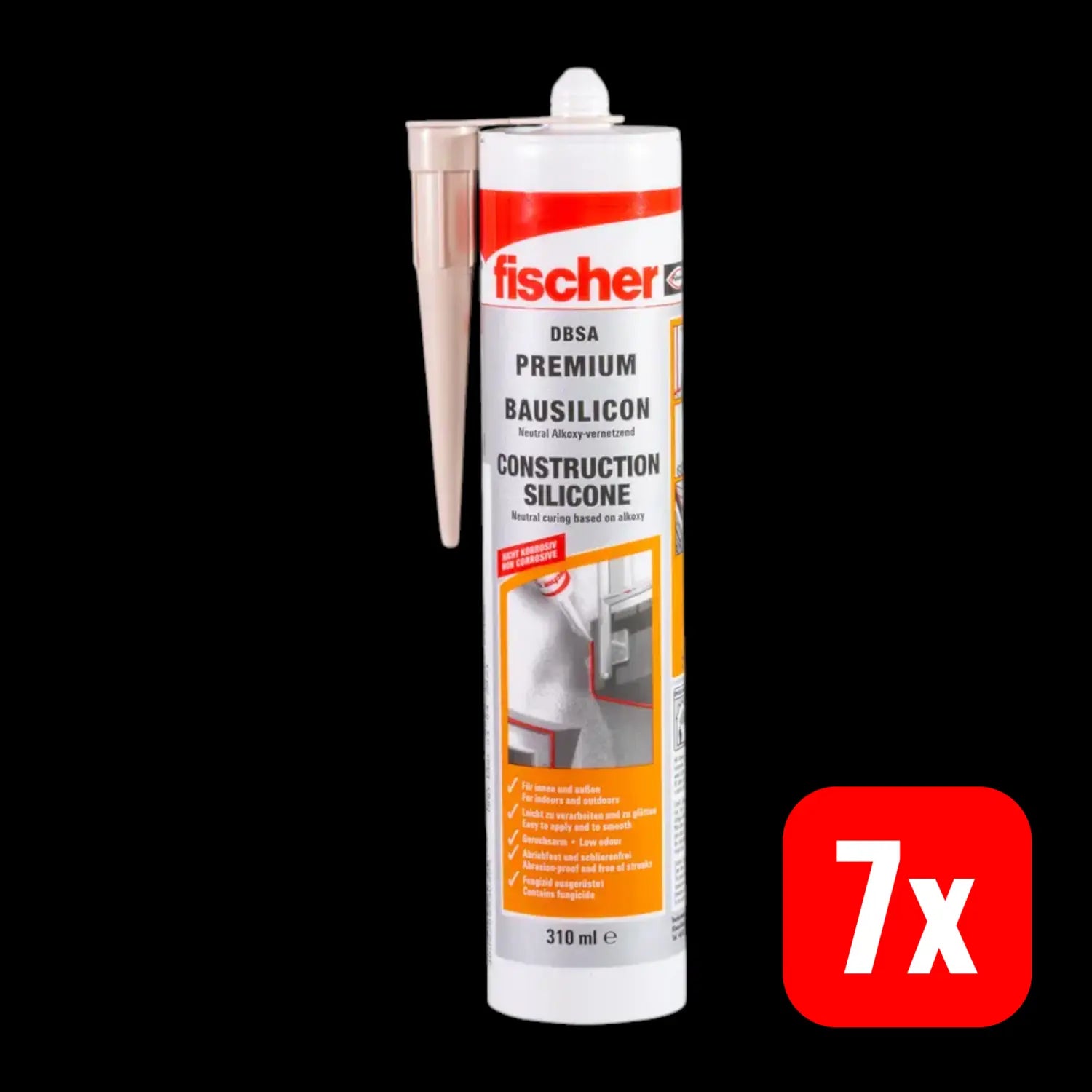 B-Ware Fischer Dichtstoff Silikon Bausilicon Construction Pro Si Beige 310 Ml 7 Stück - 4006209530955