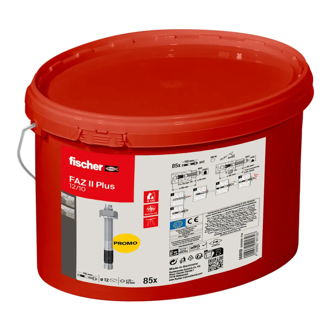 B-Ware Fischer Bolzenanker Schwerlastanker Faz Ii Plus 12/10 Eimer Verankerung 85 Stück - 4048962491326