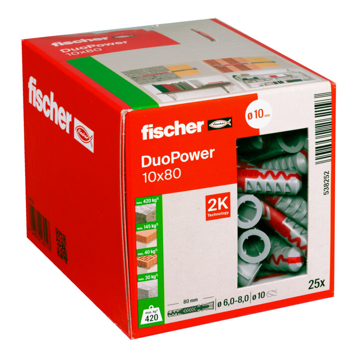 B-Ware Fischer Dübel Befestiger Duopower 10 X80 Ld Nylon Bohrloch Haltewert 3 Sets - 4048962262193