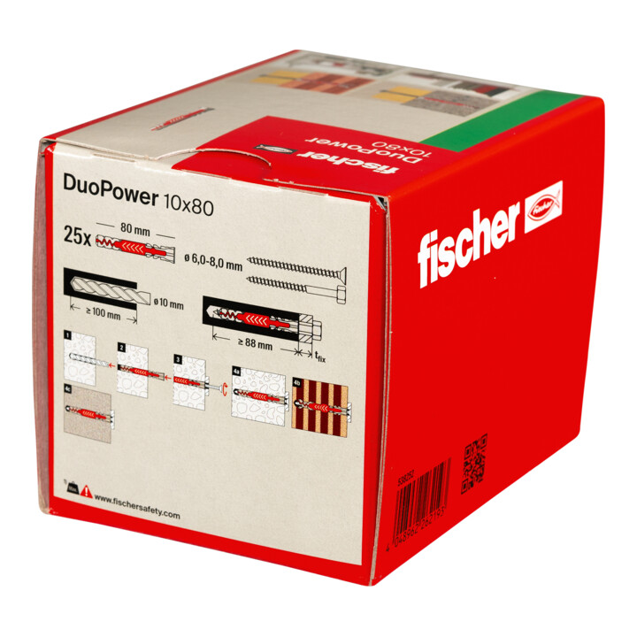 B-Ware Fischer Dübel Befestiger Duopower 10 X80 Ld Nylon Bohrloch Haltewert 3 Sets - 4048962262193