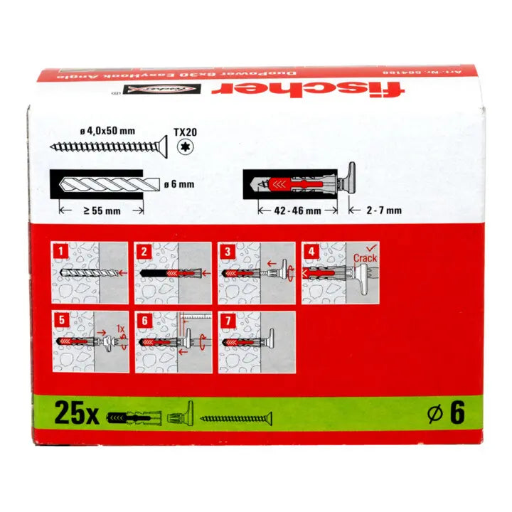 B-Ware Fischer Dübel Befestigung Haken Easy Hook Angle Duo Power Faltschachtel 25 Stück - 4048962459494