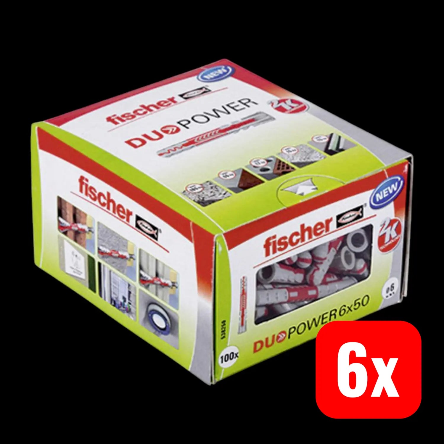 B-Ware Fischer Duopower 6x50 Komponenten Dübel Universaldübel Hohlraum 100 Stück 6 Sets