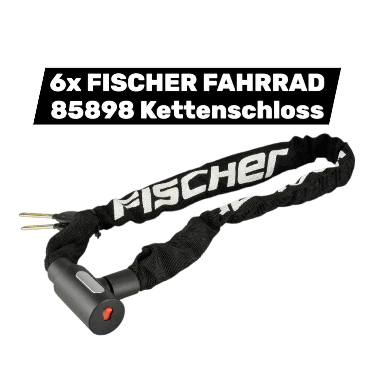 Fischer Fahrrad Kettenschloss Schloss Schwarz Schlüsselschloss Schloß 6 Stück B-Ware - 4008153858987