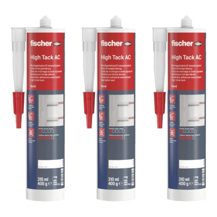 B-Ware Fischer Dichtstoff Silikon Klebstoff High Tack Ac 310 Weiß Sanitärgrau 3 Stück - 4048962529180