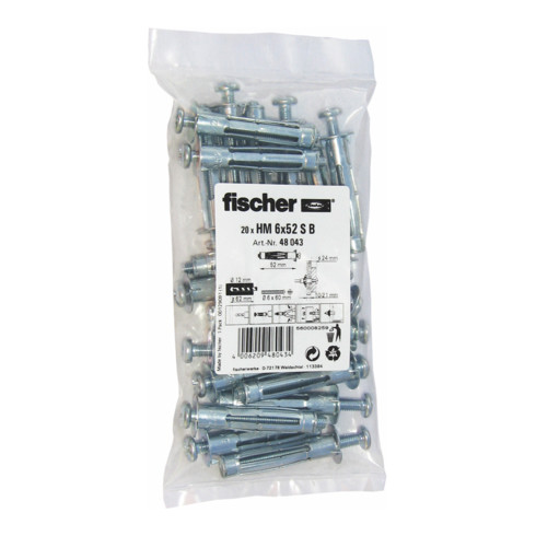 B-Ware Fischer Hohlraum Metalldübel Anker Dübel Hm 6x52 S B 20 Metallbefestigung 29x - 4006209480434