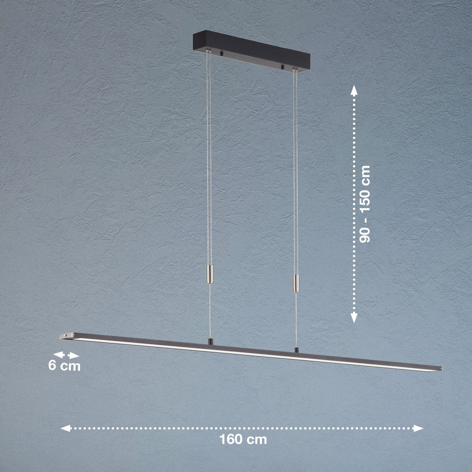 Fischer & Honsel Led Hängelampe Pendelleuchte Deckenleuchte 160 Cm Schwarz B-Ware - 4003694600163