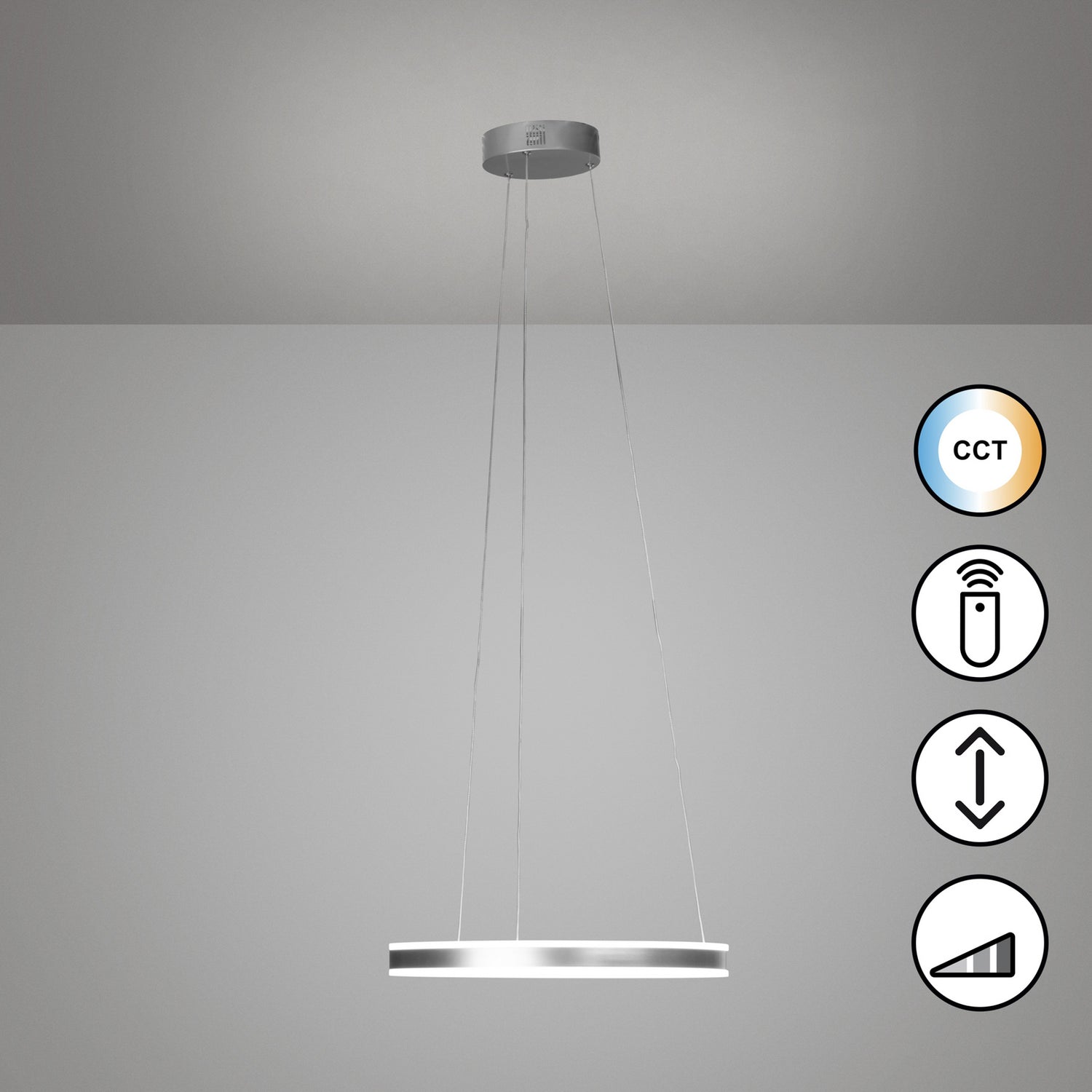 B-Ware Fischer Honsel Hängeleuchte Led Sirko Nickel Weiß Fernbedienung ø 50 Cm Cct 40 W - 4003694611107