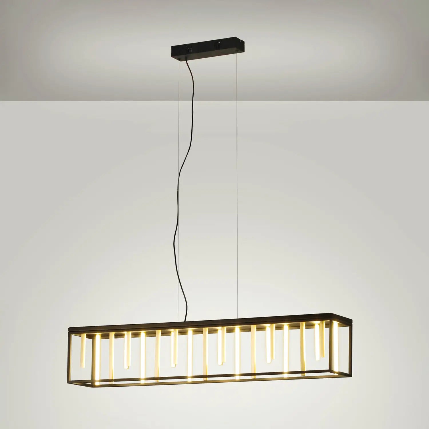 B-Ware Fischer Und Honsel Pendelleuchte Led Grid Schwarz Gold Dimmbar Fernbedienung Cct - 4003694611077