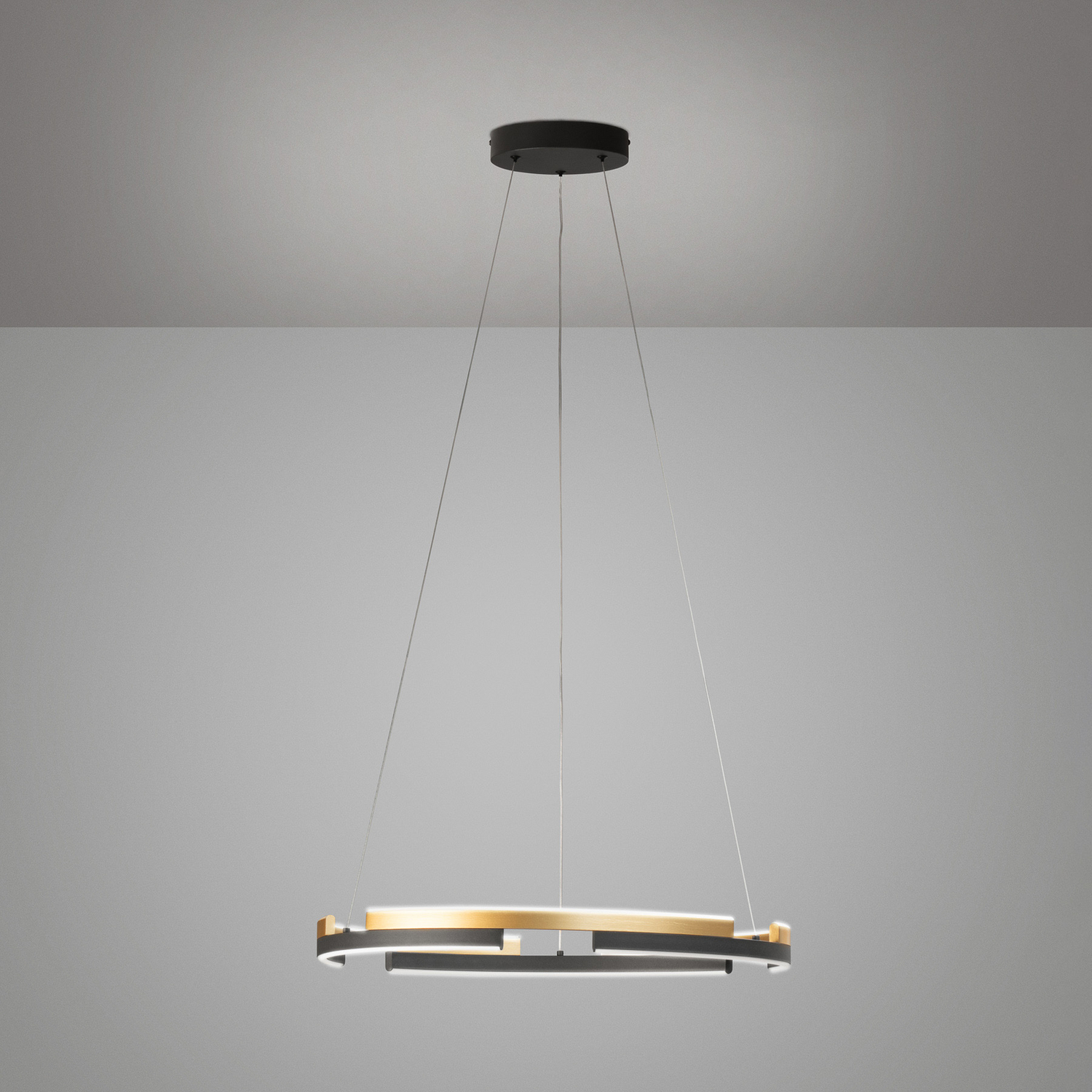 B-Ware Fischer Honsel Led Pendellampe Hängelampe Circly Cct Dimmbar Schwarz Gold W59