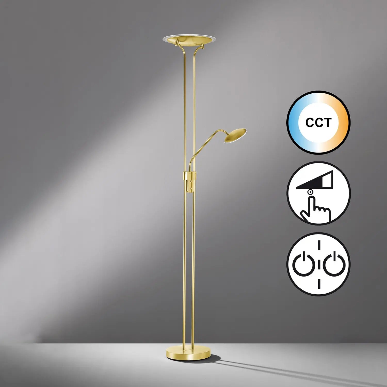 B-Ware Fischer & Honsel Stehlampe Standleuchte Led Messing Leselampe Dimmer Cct - 4003694405249