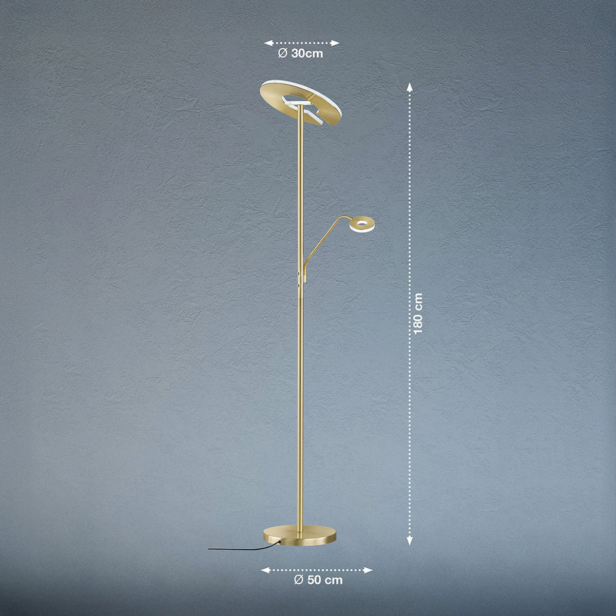 FISCHER & HONSEL Stehleuchte Dent LED dimmbar 180cm Leselicht 2-flg CCT 4500lm - 4003694403160