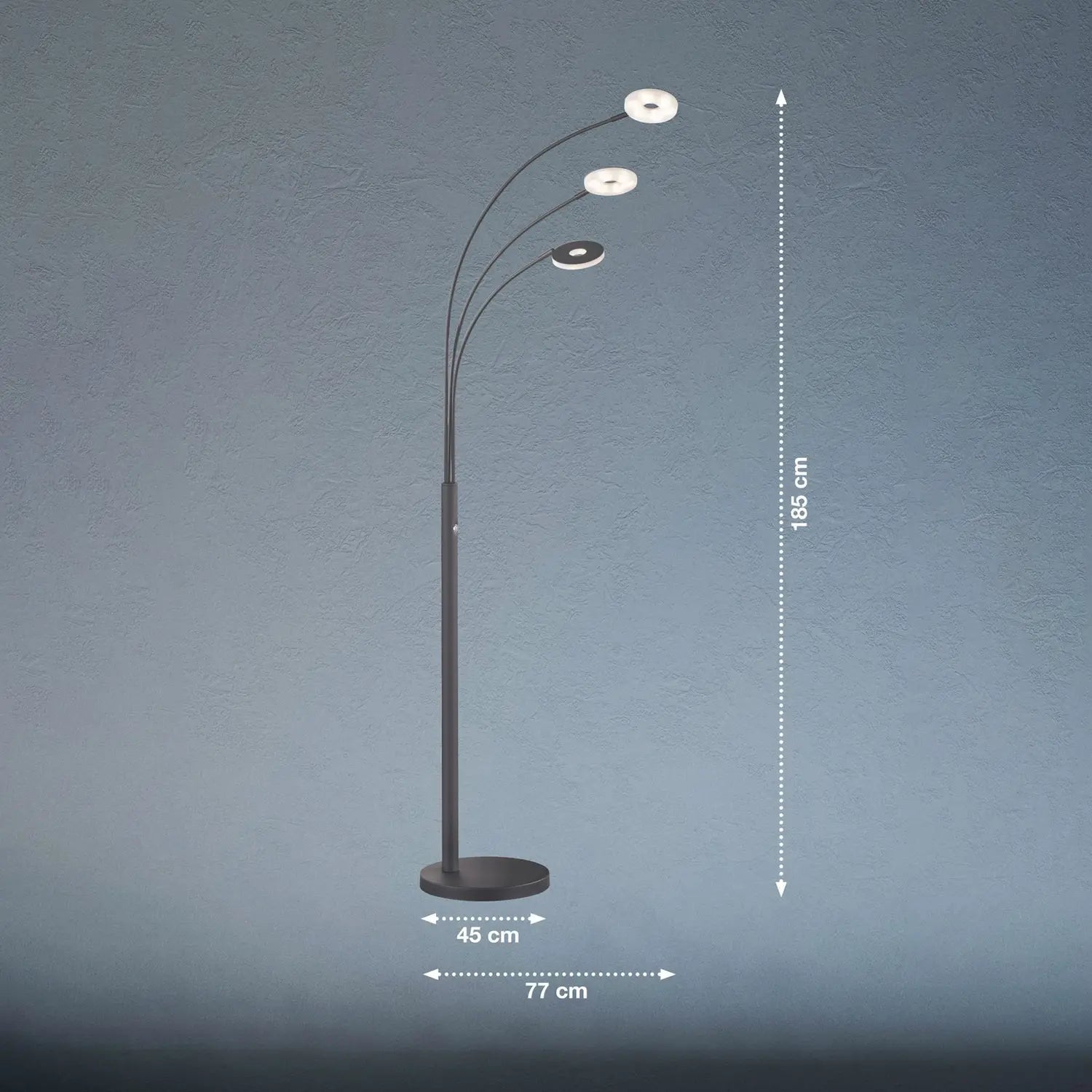 B-Ware Fischer & Honsel Stehleuchte Stehlampe Dent Led Schwarz Dimmer 185 Cm Cct 3 Flg - 4003694404006