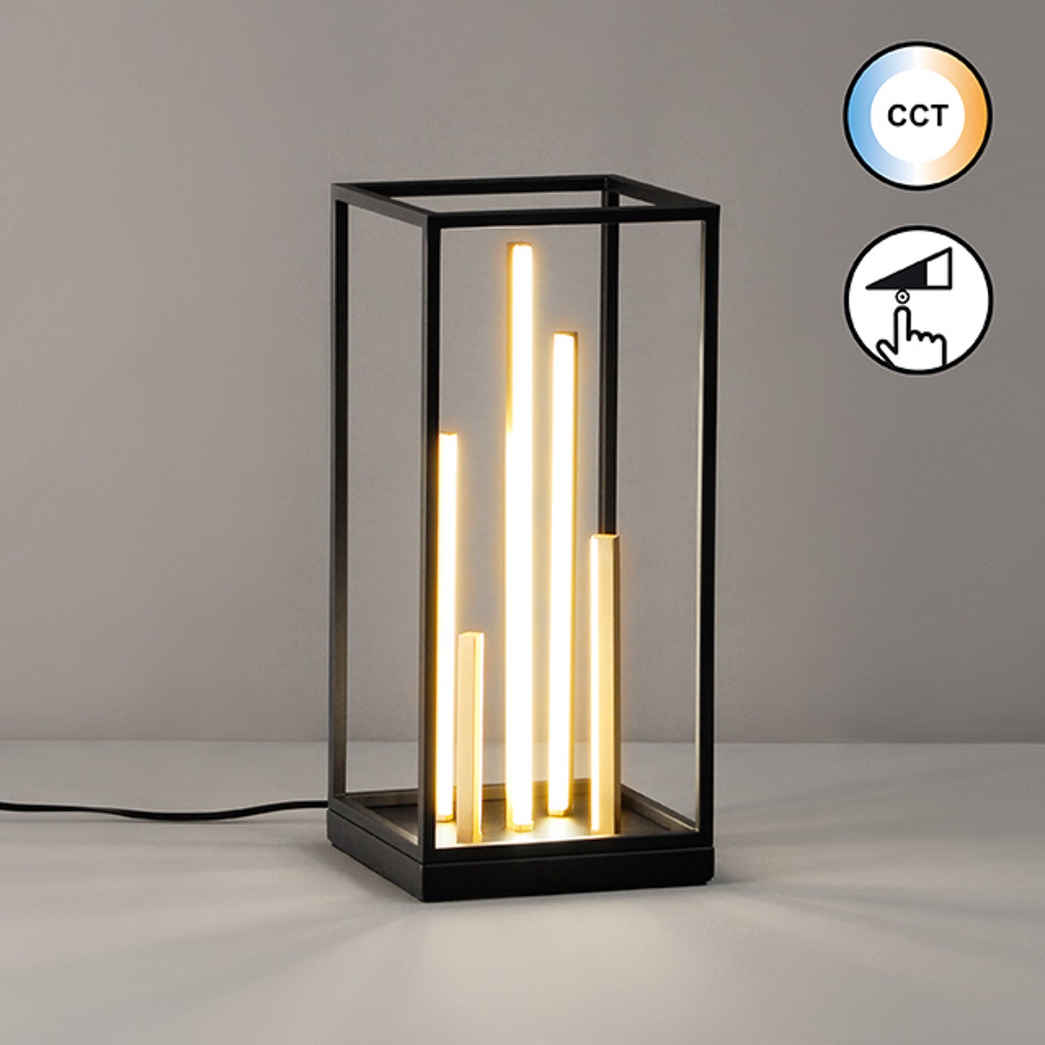 B-Ware Fischer Honsel Tischleuchte Lampe Led Grid Schwarz Gold Metall Dimmbar Schalter - 4003694507547