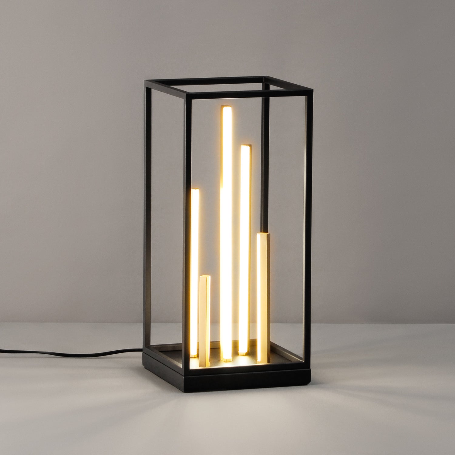 B-Ware Fischer Honsel Tischleuchte Lampe Led Grid Schwarz Gold Metall Dimmbar Schalter - 4003694507547