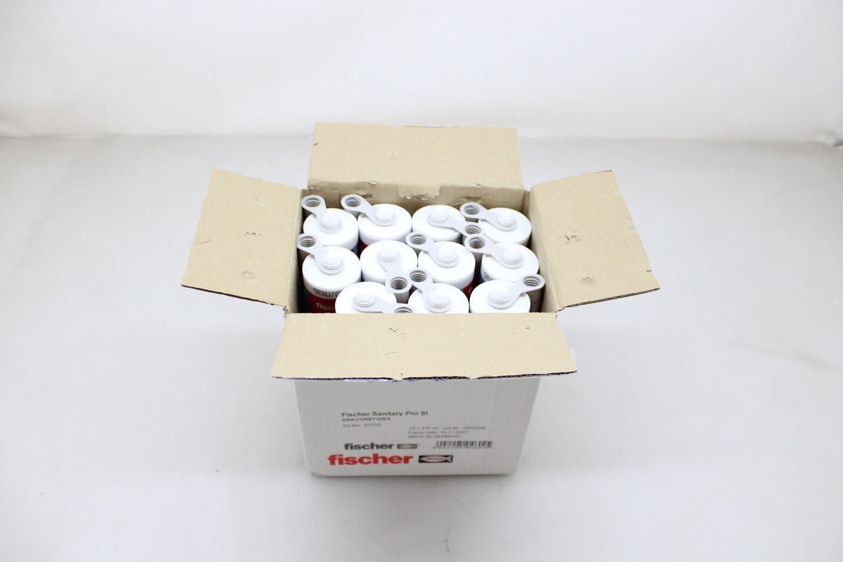 fischer Sanitärsilikon Silikon Dichtstoff pastös Fuge grau DSSA 310 ml 11 STÜCK - 4006209531020