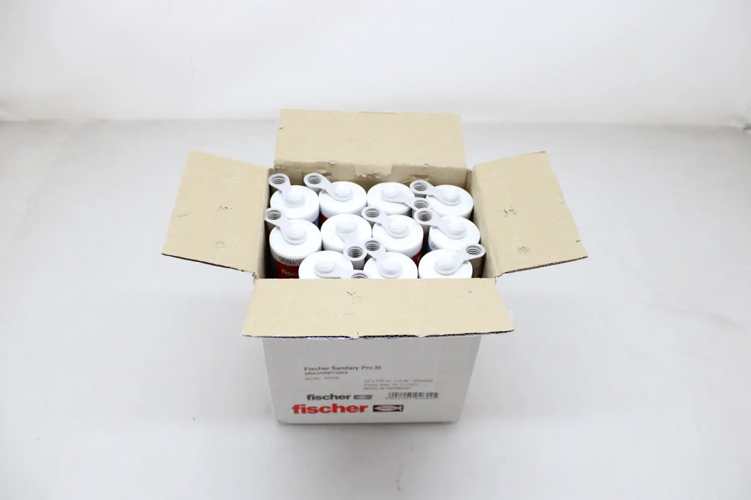 B-Ware Fischer Sanitärsilikon Silikon Dichtstoff Pastös Fuge Grau Dssa 310 Ml 11 Stück - 4006209531020
