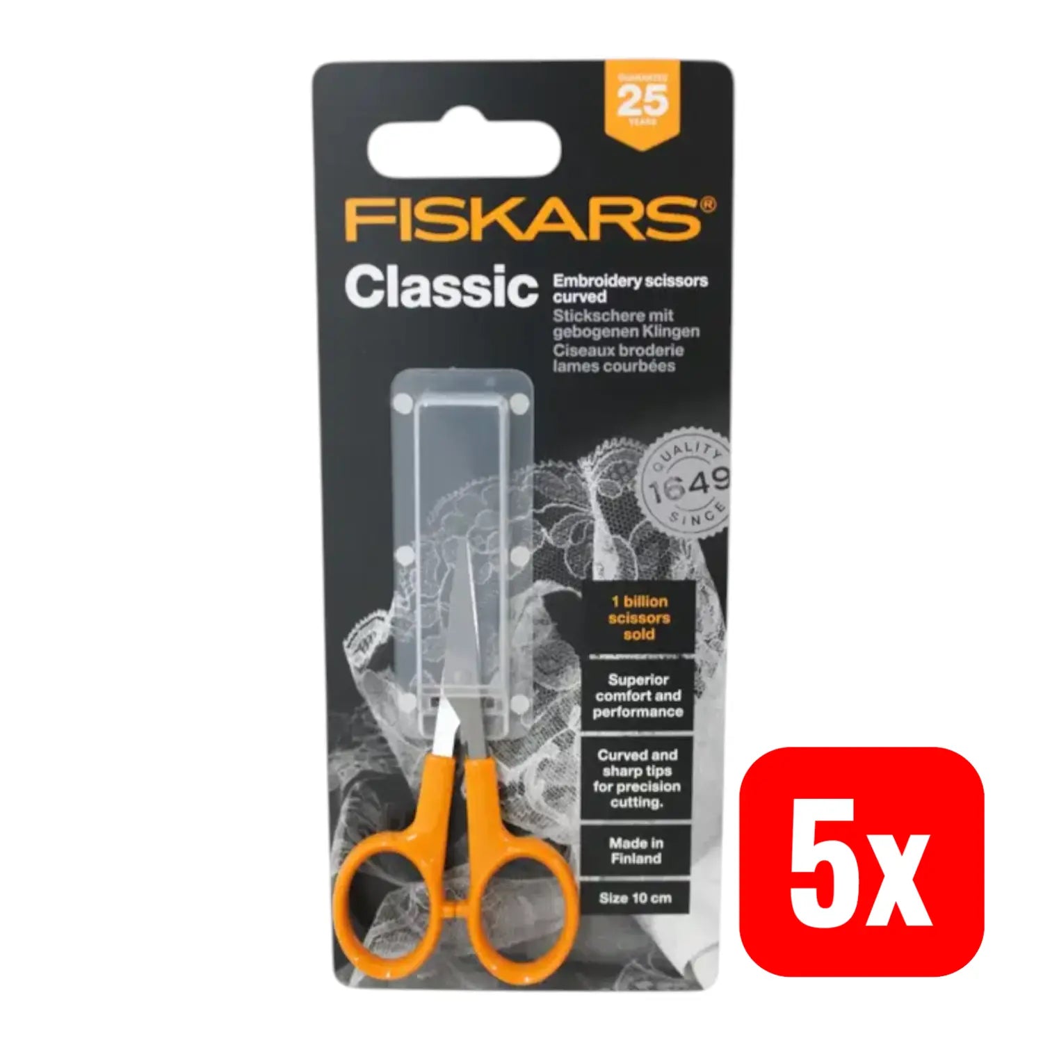 B-Ware Fiskars Cl Micro Tipž Bastelschere Stickschere Schere 10 Cm Gebogen 5 Stück - 6411501980809