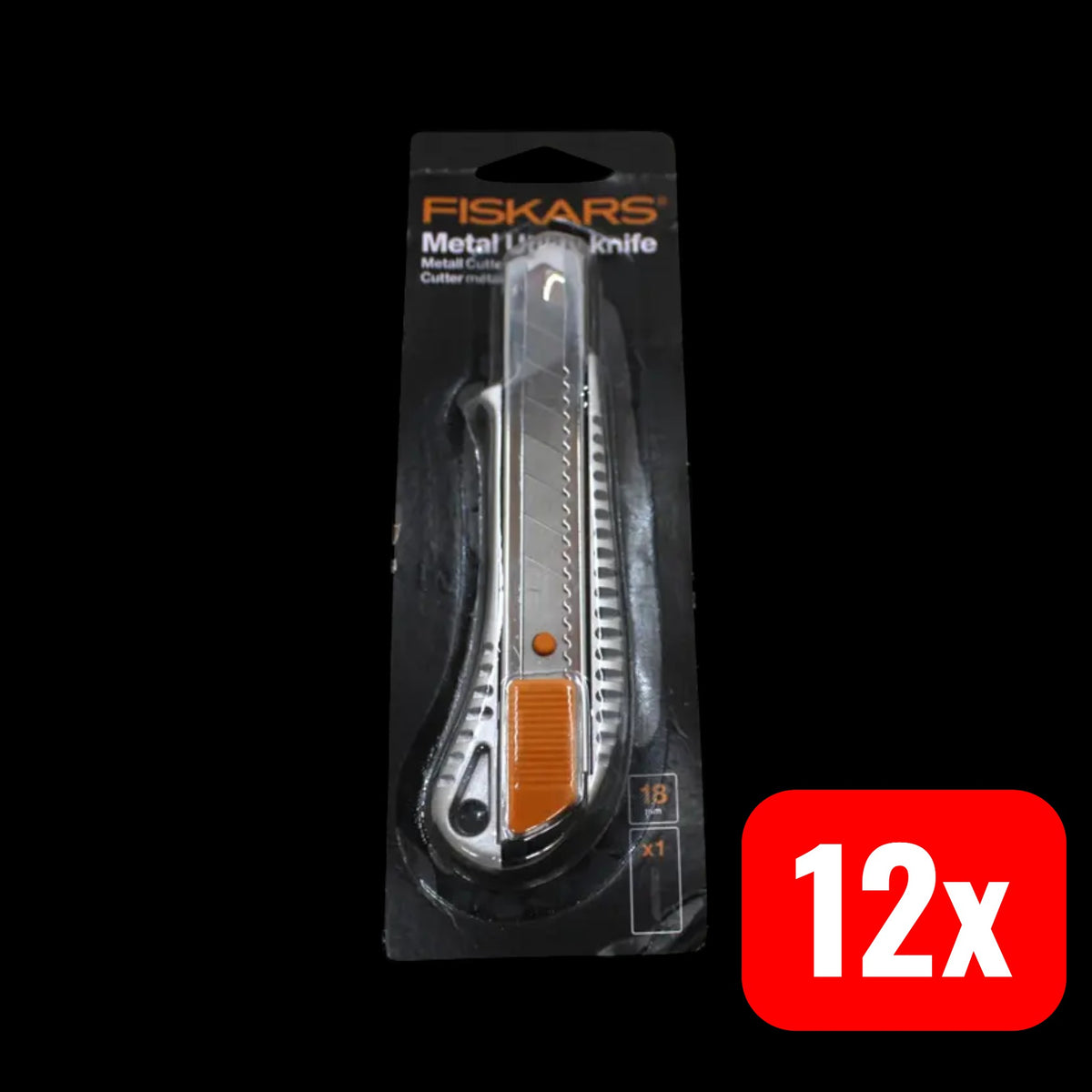 Fiskars Cuttermesser Messer 18 mm Metall silberfarben Professional 12 STÜCK - 3359000013952