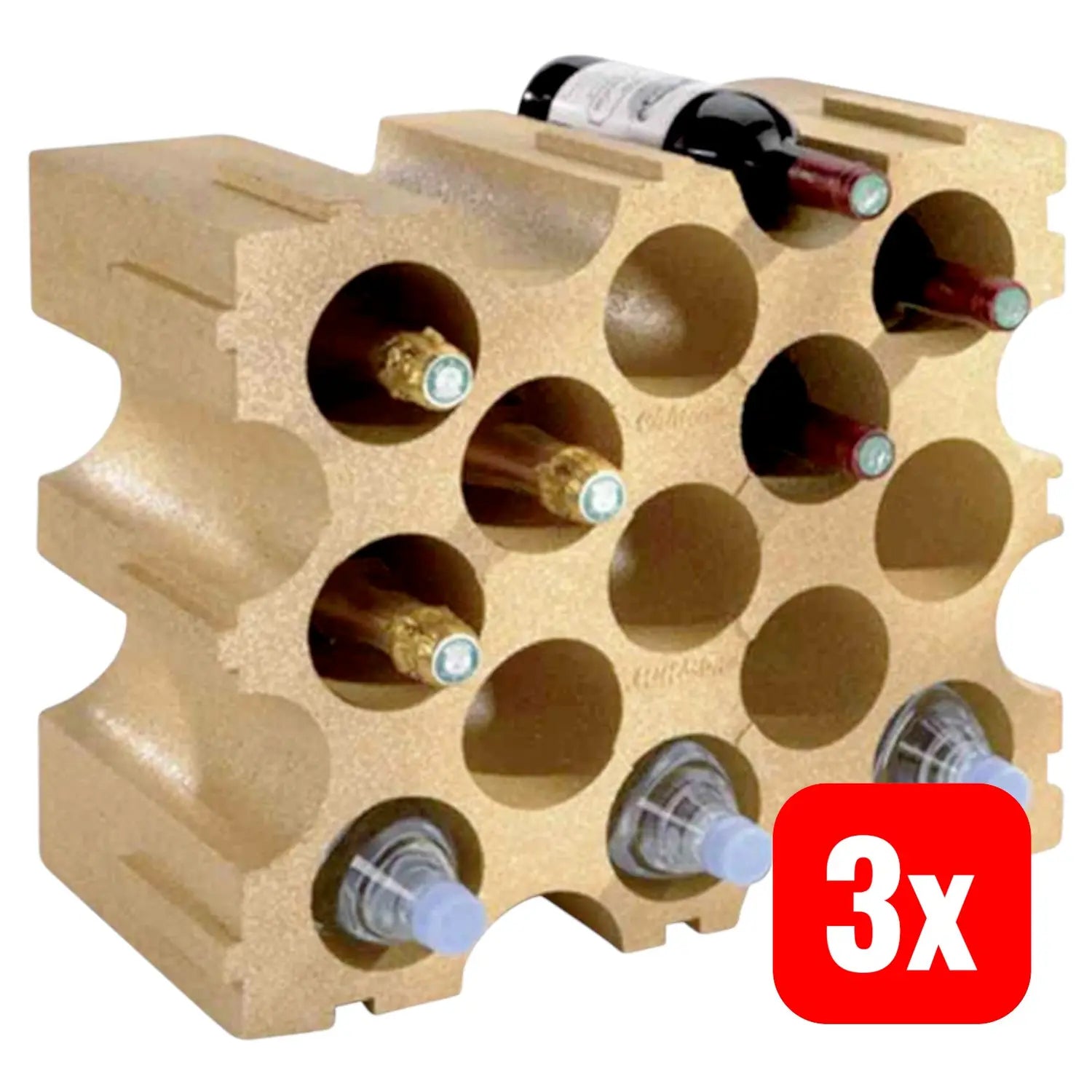 B-Ware Mottez Flaschenwürfel Flaschenregal Aufbewahrung Flaschen ø92mm 3 Stück - 3234640046556
